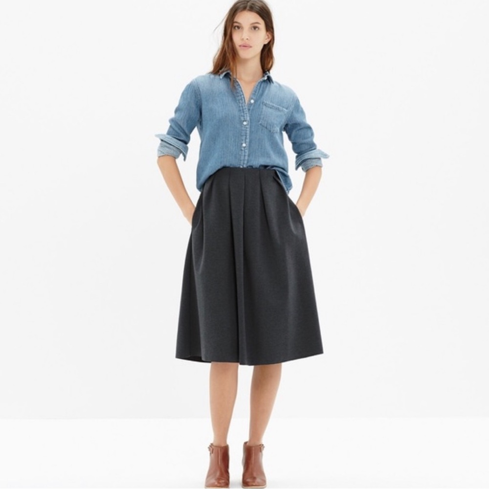Madewell Pleated Ponte Midi Skirt